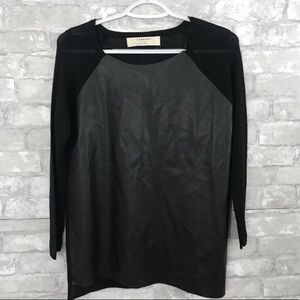 Zara Knit And Faux Leather Black Shirt